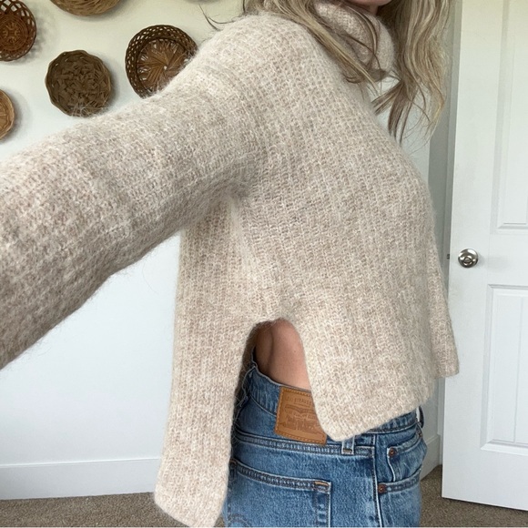 Opus •S• Parja Oatmeal Wool Alpaca Blend Neutral Turtleneck Sweater - Picture 6 of 12